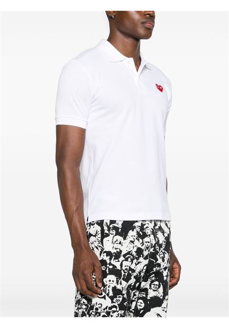 polo red emblem uomo bianca COMME DES GARÇONS PLAY | AX-T006-0515